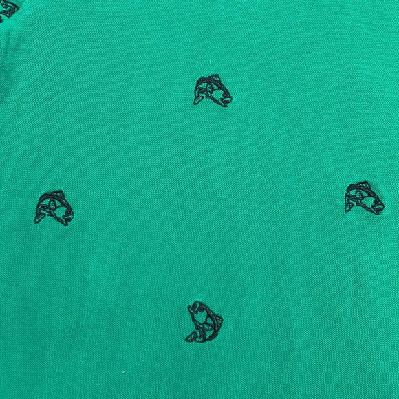 Chaps Men's XL green polo with embroidered navy blue fish! - Picture 3 of 7